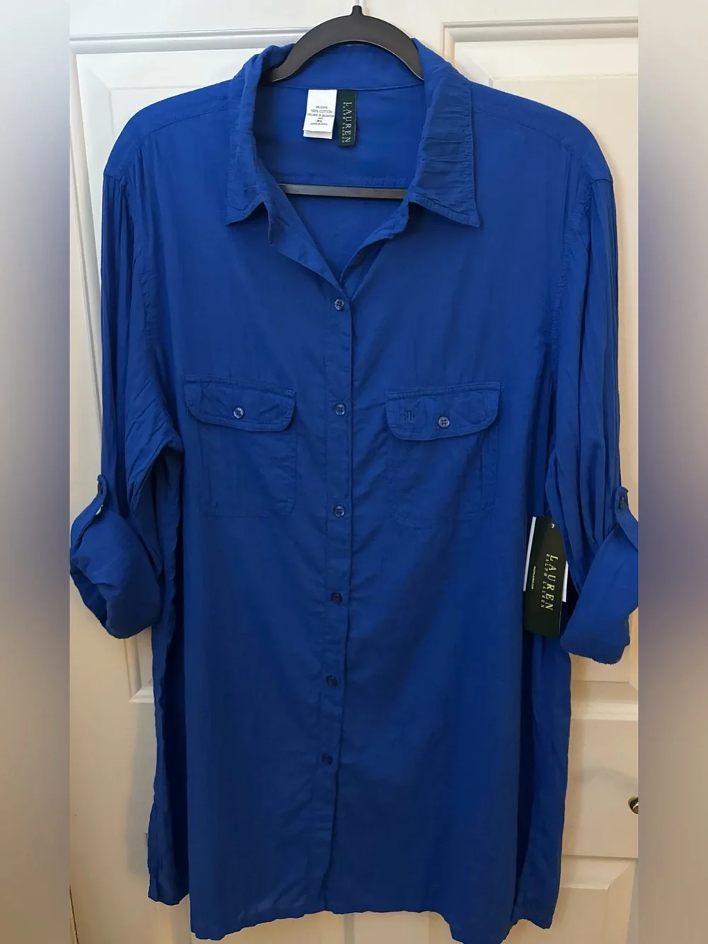 Lauren Ralph Lauren Coverup 100% Cotton Blue Coverup Size XL ** NWT**